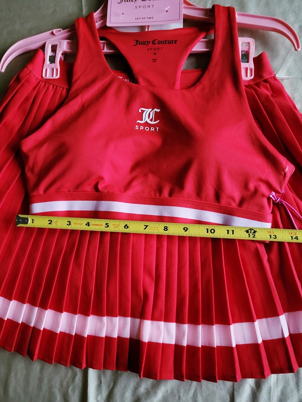 Juicy Couture Sport 2-Pc Red Set Pleated Skort & Bra Size M Tennis & Activewear - Picture 4 of 8